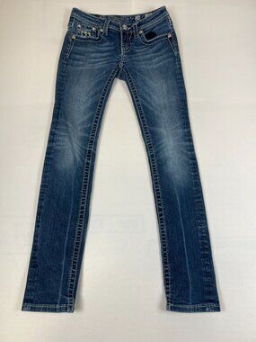 Miss Me Women 14 Skinny Jeans Blue Denim Embellished Rhinestone Pocket JK6322S